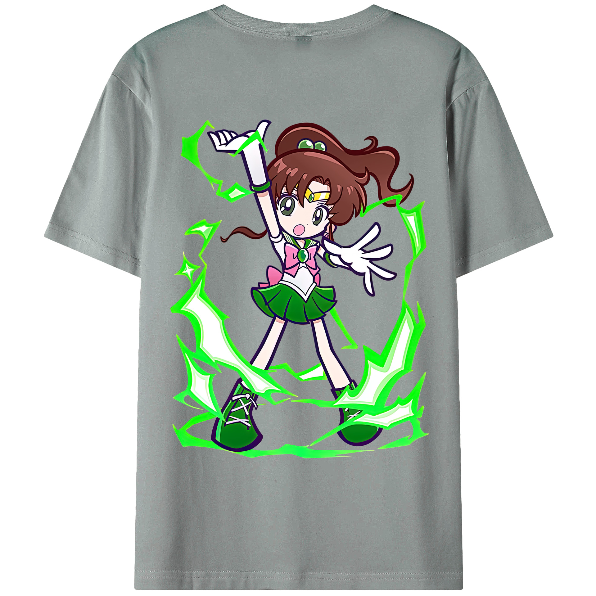 （画像用） 美少女戦士セーラームーン 木野 まこと きの まこと Sailor Moon Kino Makoto （セーラージュピター；Sailor Jupiter） 綿100％ メンズ半袖Tシャツ（バックプリント） 通気性